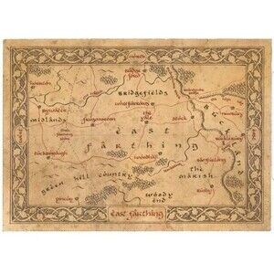 Weta Map of East Farthing Parchment Art Print Daniel Reeve 10x14 The Hobbit LOTR